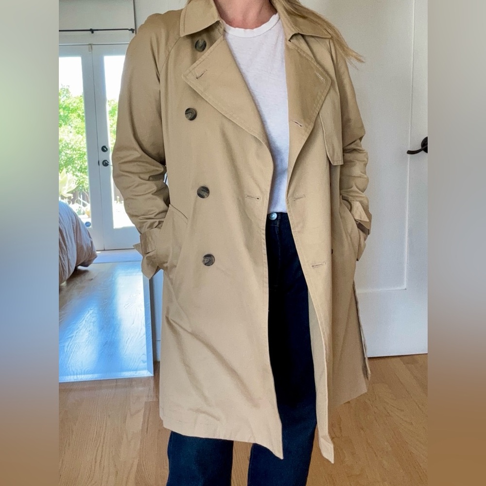 Khaki Double-Breasted Trench Coat